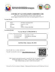 baguio vaccination certificate.